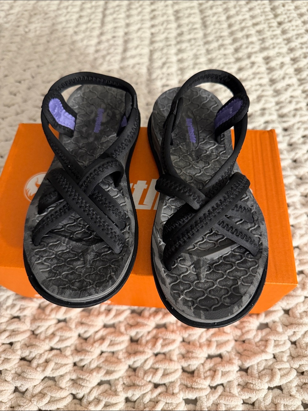 Northside Black Sandals with Purple Details